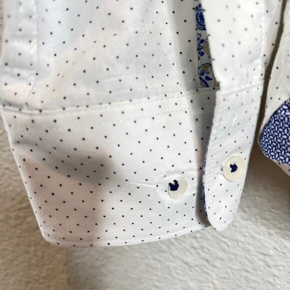 White Dot Flip Cuff LS Light Academia Button Down Shirt Size Medium - Picture 4 of 12